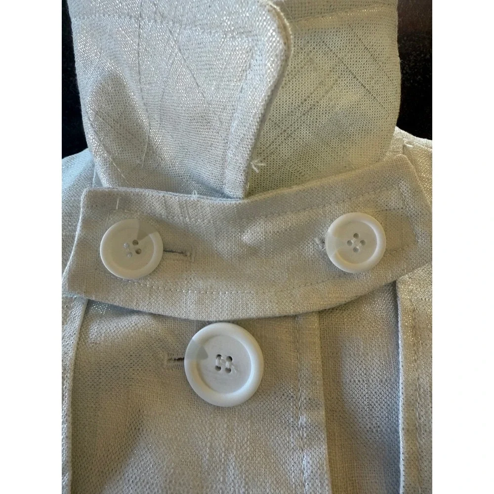 Peter Nygard Women's Size 16 Linen‎ Blend White Button Front Trench Coat Jacket